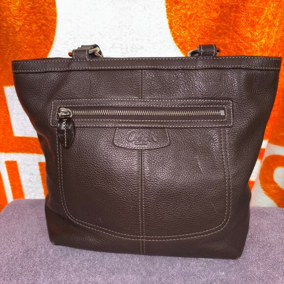 Coach Handbags - COACH Penelope Tote Bag Brown Pebbled Leather Lavender Interior